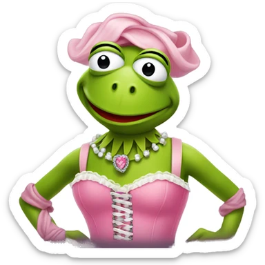 Kermit the frog wearing a pink corset  sticker
