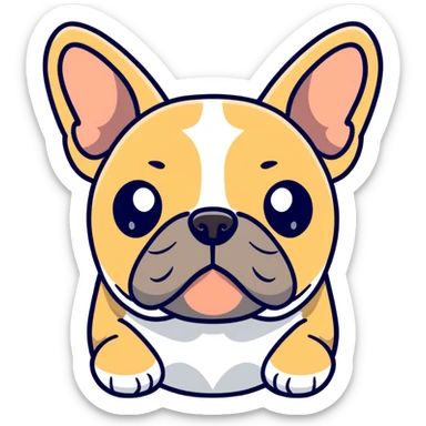 cute tan french bulldog head with characteristic facial features sticker