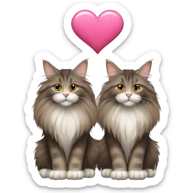 Two Maine coons together with a love heart  sticker