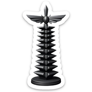 Minimal emoji, avant-garde gothic fashion totem made of stacked black metal elements, “FORTUNA” engraved vertically, editorial runway object aesthetic, heavy sculptural design, no glow, no neon, flat emoji style, centered, transparent background sticker