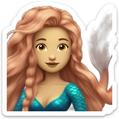 A mermaid with hair the color of the Ukrainian flag sticker