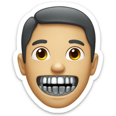 person with metal braces ontop teeth sticker