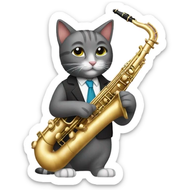A cat with an saxophone  sticker