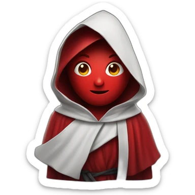 smiling red apple wearing a sith robe sticker