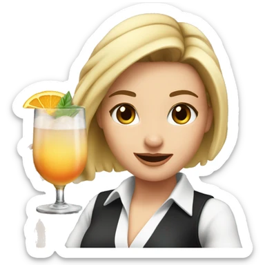 white girl bartender shaking a cocktail sticker