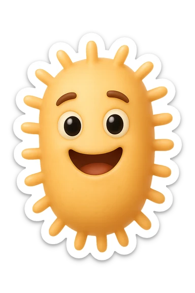 EMOJI STILE IPHONE DI BATTERI INTESTINALI FELICI CHE FLUTTUANO IN ARIA IPERREALISTICO 4K sticker