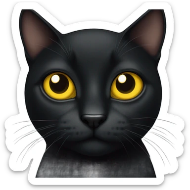 Black slim cat with big yellow eyes and big pupils sticker