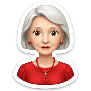 elderly woman with red dress and red necklace  sticker