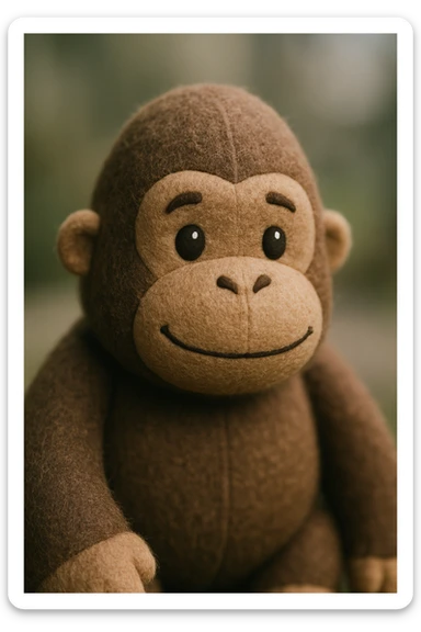 cute gorilla plush toy style sticker