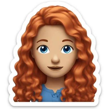 girl with red long wavy hair and blue eyes sticker