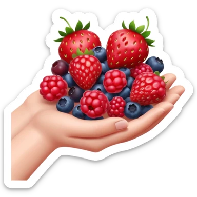 handful of strawberries, raspberries, red currants, and blueberries, realistic, 3D, no faces, no bowl, transparent background sticker