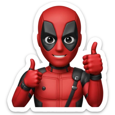 Deadpool giving a thumbs up, cheeky smile sticker