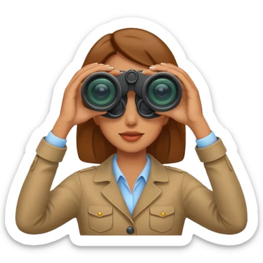 a woman looking into binoculars sticker