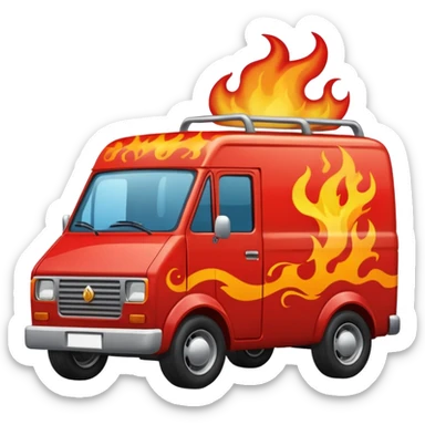 Racing style delivery van with trailing flames sticker