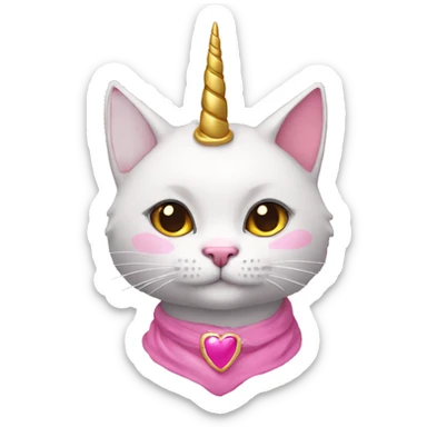 Pink princess-cat with unicorn horn sticker