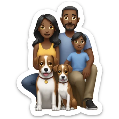 black family with 2 dogs sticker