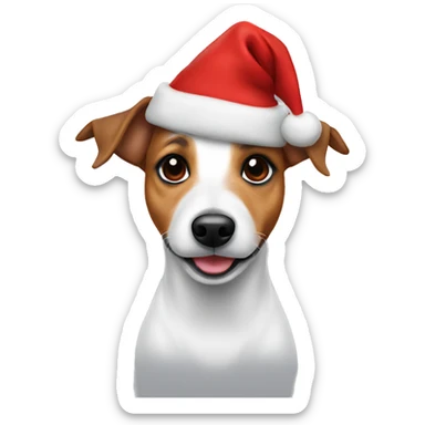 Jack Russell with a Christmas hat sticker