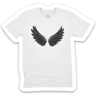 white t shirt with small drawing of wings on the front sticker