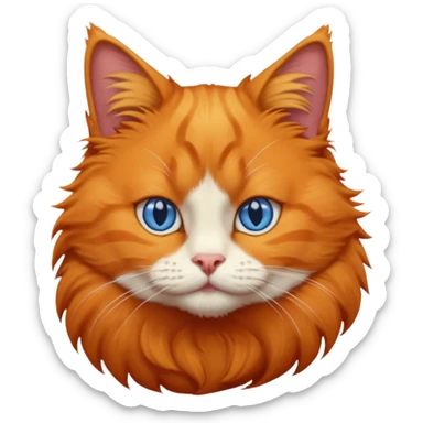a ginger cat with blue, cunning eyes sticker