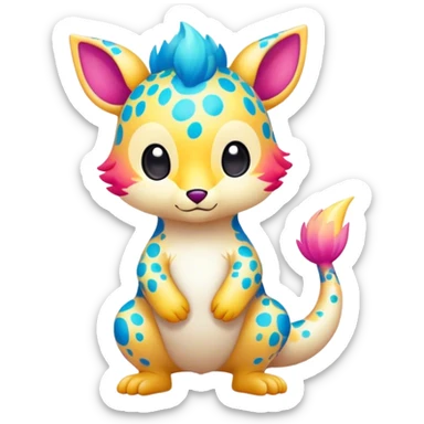 an cute kawaii vernid-fionbri with colorful splash patterns full body sticker
