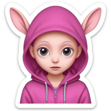 Aliens Pink, hoodie, cute big eyes, big ears sticker