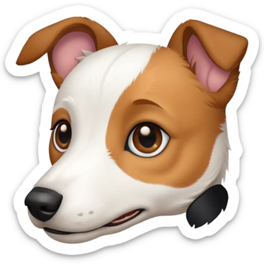 a fully white jack russell the size of a kelpie with light brown ears and a light brown patch on one eye sticker