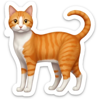 full body realistic orange domestic shorthair slim cat with yellow/orange eyes paw being white and the other being half sticker