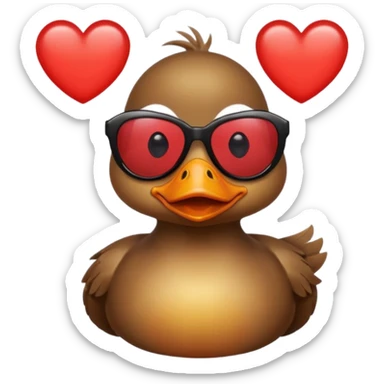 Make a frame emoji and inside it is a duck wearing red heart sunnies and the background is sky or anything blue make it like this 🌇 but what I described inside  sticker