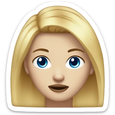 Angry faced Straight Semi Wavy Blonde hair white girl with blue eyes and brown eyebrows  sticker