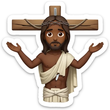 Dark skin christ Jesus tied to cross injured  sticker
