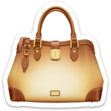 Realistic cream to tan ombre dooney and bourke satchel purse.  sticker
