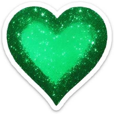 Emerald green glitter heart sticker