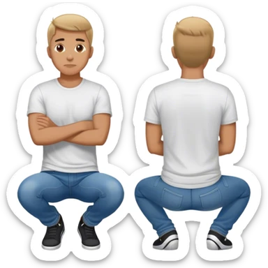 man on knees facing away sticker