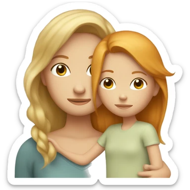 Little blond Girl Cuddle with Ginger Hair mom sticker