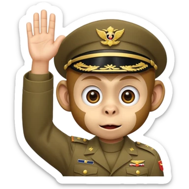 cute monkey face giving a military salute, clear gesture and big eyes, classic emoji style 🫡 sticker