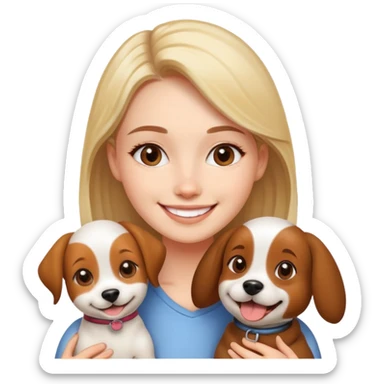 young woman with a cute dog, friends sticker