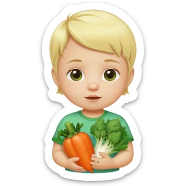 Blonde baby with vegetable shirt sticker