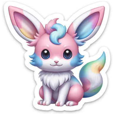 Shiny Vibrant Colorful Rare Sylveon-Minccino-Espurr-creature-hybrid sticker