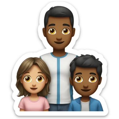 a family emoji with a big brother, younger brother and a baby sister sticker