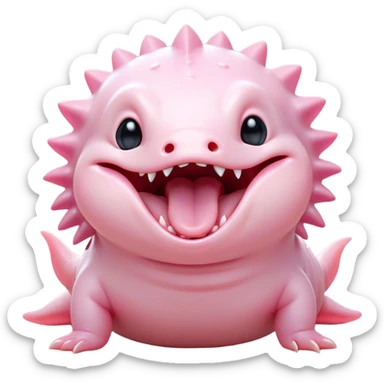 Cinematic Cute Yawning Axolotl Portrait Emoji, Head tilted slightly with a dramatic, wide-open yawn, showcasing smooth, pale pink skin with softly drooping feathery gills, eyes barely open in drowsy contentment, Simplified yet irresistibly adorable features, highly detailed, glowing with a soft, cozy glow, high shine, relaxed yet expressive, stylized with a touch of whimsy, bright and endearing, soft glowing outline, capturing the essence of a sleepy yet affectionate aquatic creature, so drowsy it feels like it could stretch out of the screen and curl up for a nap! sticker