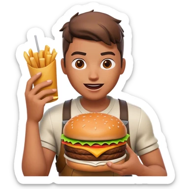 A Fortnite character eating a burger  sticker