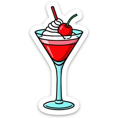 fancy pink frozen cocktail with whipped cream top and cherry sticker