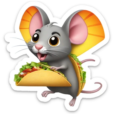 Flying taco rat with wings sticker