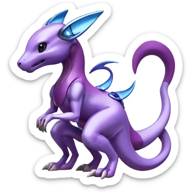  Cool Edgy Shiny Futuristic Legendary Mewtwo-Digimon-Genesect-Palkia-hybrid full body sticker