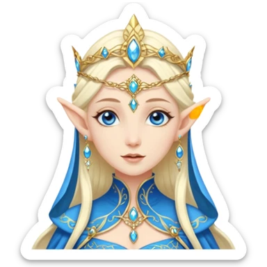 Hyper realistic celestial elf mage queen fairy pale skin blue eyes sticker