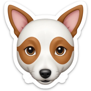 a fully white jack russell the size of a kelpie with a half white face sticker