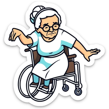 Old woman breakdancing in a wheelchair  sticker