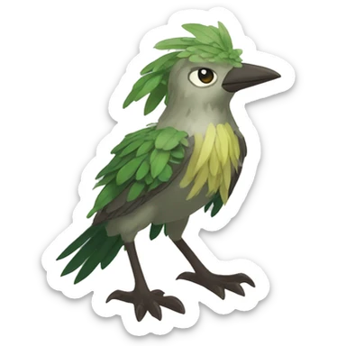 earthly muddy fresh Cool Cute Fantasy legendary jungle-bird plant-grass-type-Dendro-avian Fakemon full body sticker