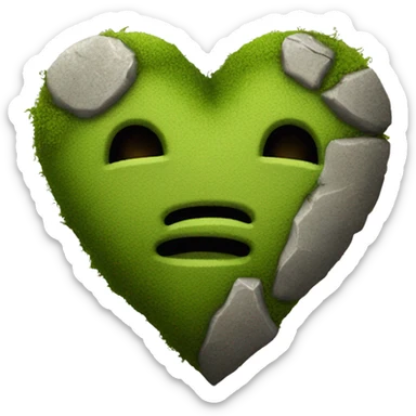 I want a heart that is made of stone and that looks old with moss and cracks sticker