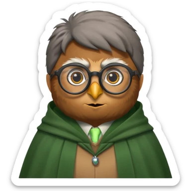 owl professor in green cloak university sticker